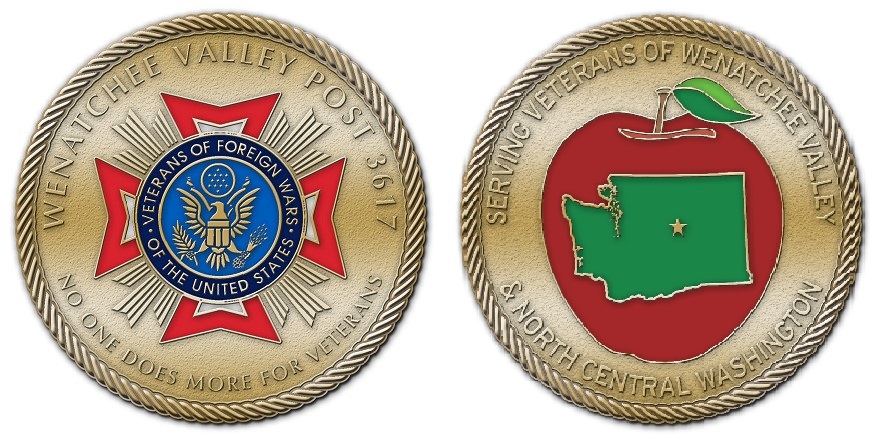 front and back of VFW 3617 challenge coin