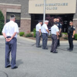 Veteran color guard with East Wenatchee Police in front of the new Station.