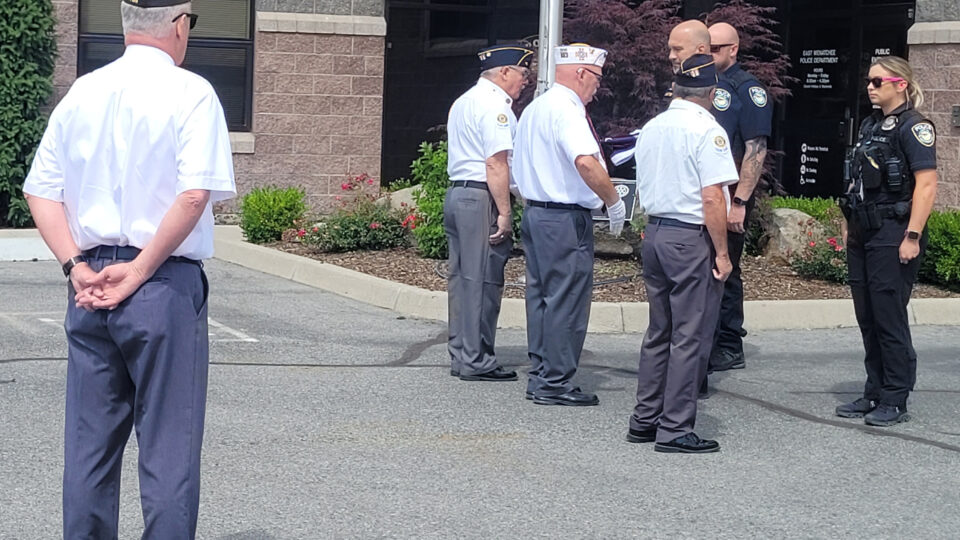 Veteran color guard with East Wenatchee Police in front of the new Station.