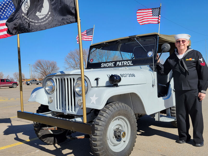 Jack Pusel with 1957 US Navy Shore Patrol jeep