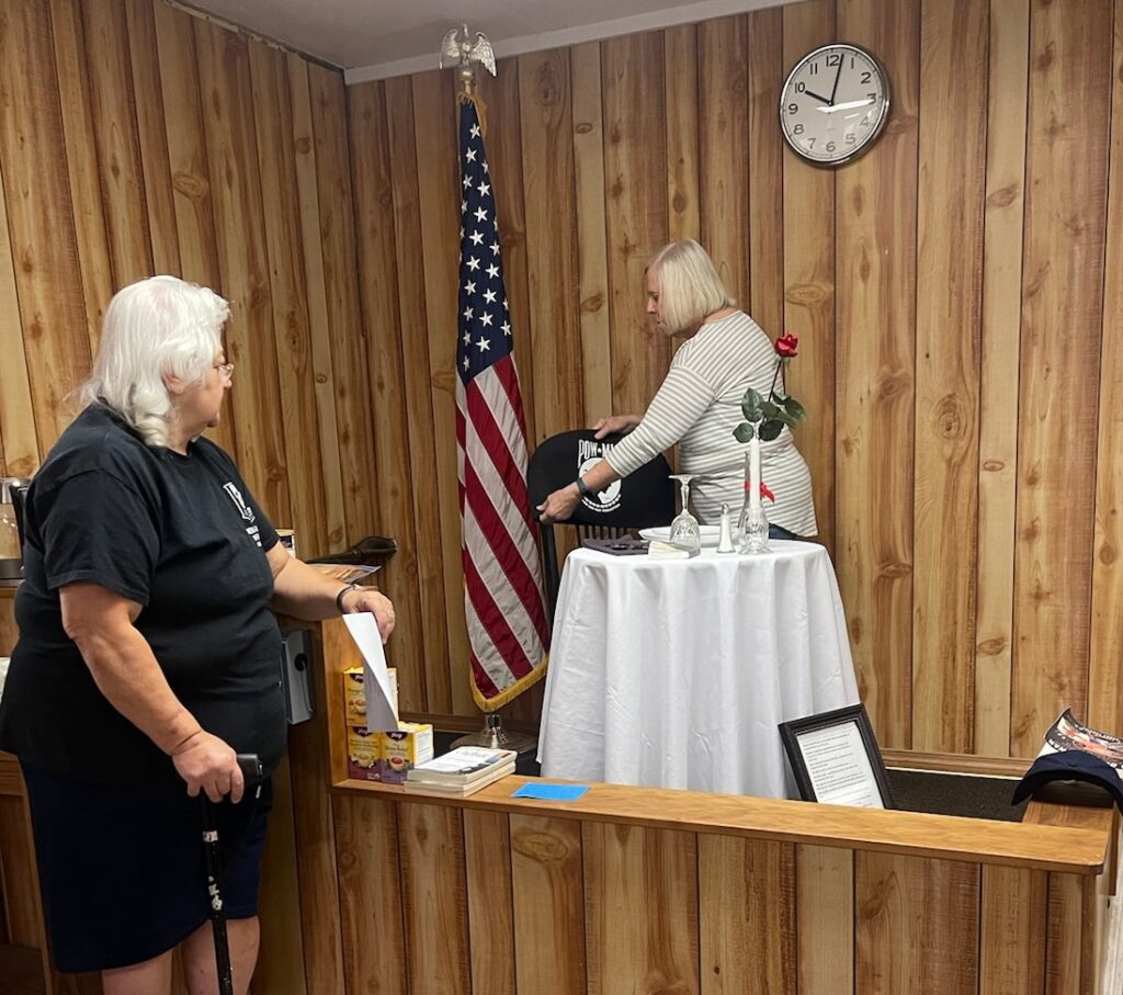 Auxiliary members conducting POW MIA Day ceremony at Post 3617, Sept 2024.